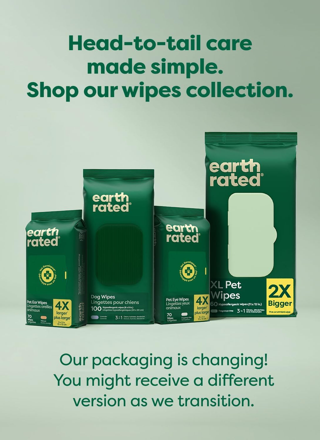 Earth Rated Dog Grooming Wipes (100 Count)
