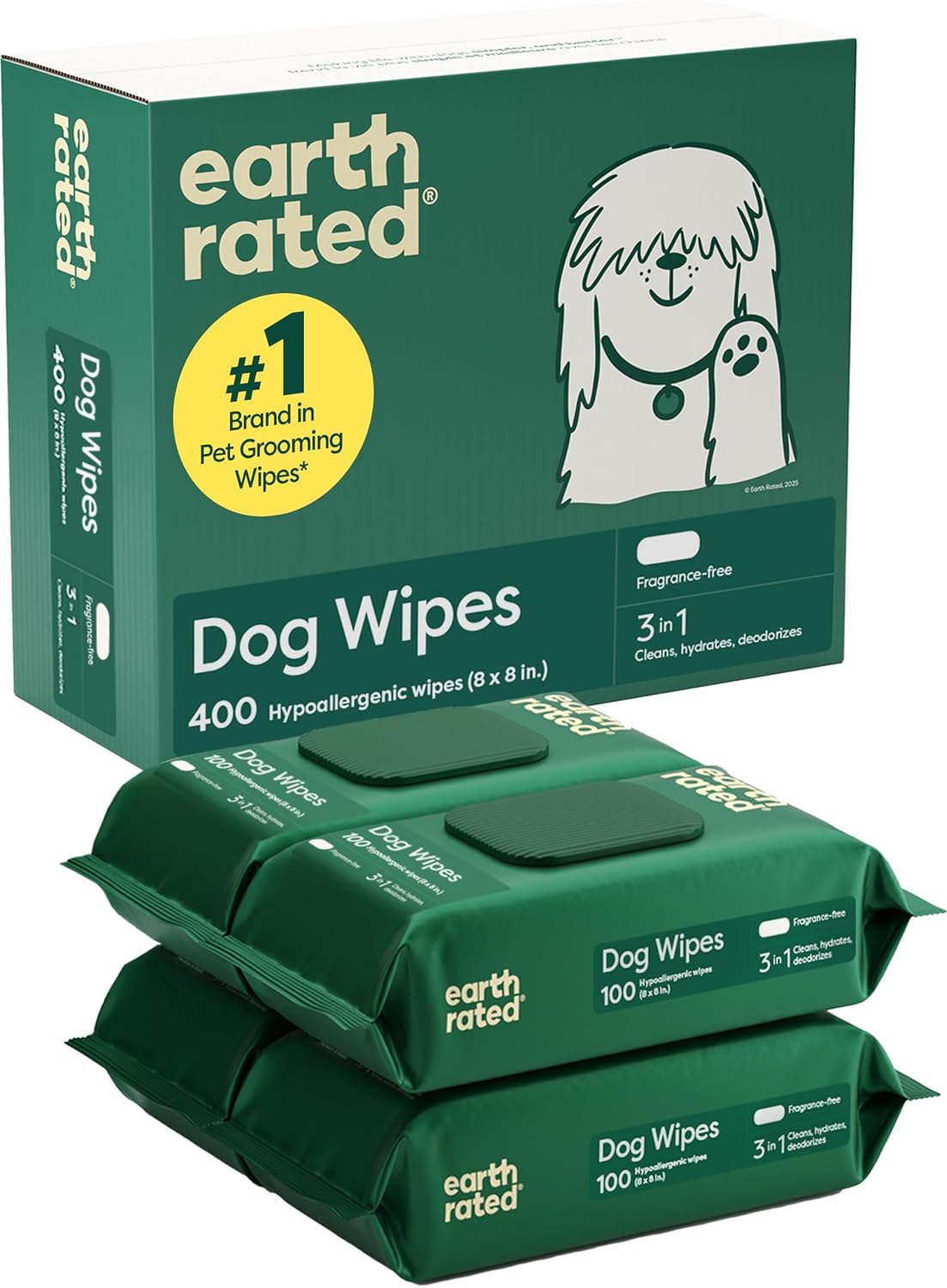 Earth Rated Dog Grooming Wipes (100 Count)