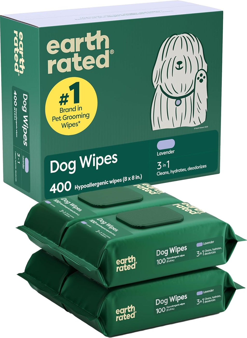 Earth Rated Dog Grooming Wipes (100 Count)